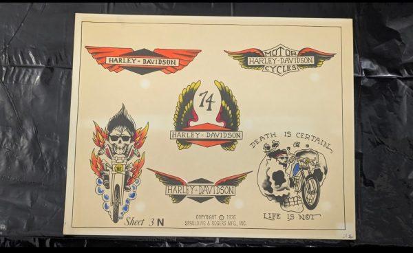 Vintage Spaulding Flash 1976 3N Harley Davidson Tattoo Designs
