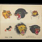 Vintage Tattoo Flash Sheet #57N Wild Animals-Spaulding & Rogers 1976