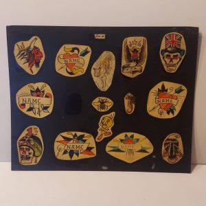 Vintage Hand Colored Tattoo Flash Cutouts 1970`s Vintage tattoo flash from the 1970`s Hand Colored Tattoo Design Cutouts Artist Unknown