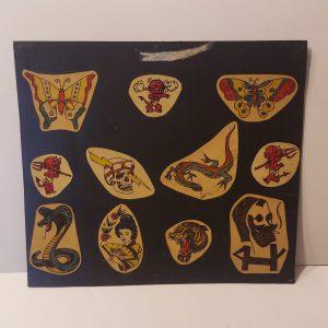 Vintage Hand Colored Tattoo Flash Cutouts 1970`s Vintage tattoo flash from the 1970`s Hand Colored Tattoo Design Cutouts Artist Unknown