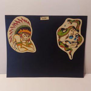 Vintage Hand Colored Tattoo Flash Cutouts 1970`s 11