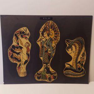 Vintage Hand Colored Tattoo Flash Cutouts 1970`s 12