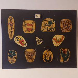 Vintage Hand Colored Tattoo Flash Cutouts 1970`s 14