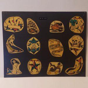 Vintage Hand Colored Tattoo Flash Cutouts 1970`s 15