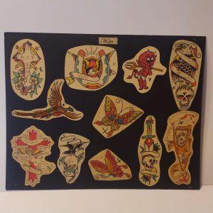 Vintage Hand Colored Tattoo Flash Cutouts 1970`s 18