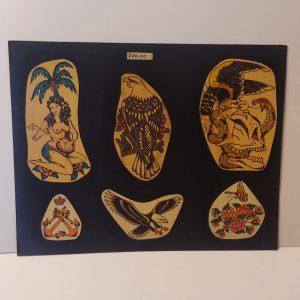 Vintage Hand Colored Tattoo Flash Cutouts 1970`s 19