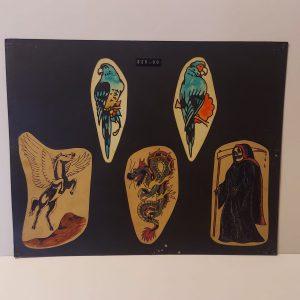 Vintage Hand Colored Tattoo Flash Cutouts 1970`s 23