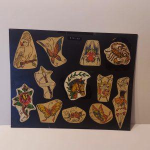 Vintage Hand Colored Tattoo Flash Cutouts 1970`s 25