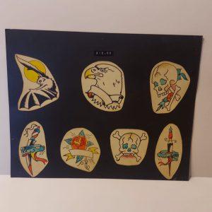 Vintage Hand Colored Tattoo Flash Cutouts 1970`s 26