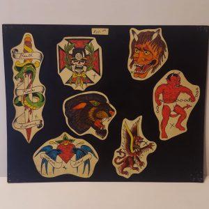 Vintage Hand Colored Tattoo Flash Cutouts 1970`s 30