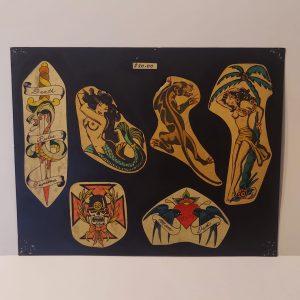 Vintage Hand Colored Tattoo Flash Cutouts 1970`s 31