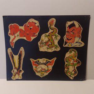 Vintage Hand Colored Tattoo Flash Cutouts 1970`s 32