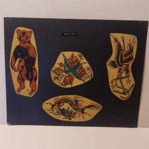 Vintage Hand Colored Tattoo Flash Cutouts 1970`s 33