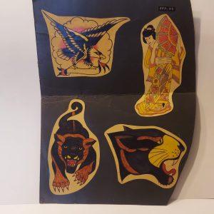 Vintage Hand Colored Tattoo Flash Cutouts 1970`s 34
