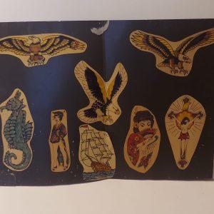 Vintage Hand Colored Tattoo Flash Cutouts 1970`s 35