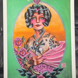 Aaron Bell Tattoo Flash 2012 Tattooed Lady Print