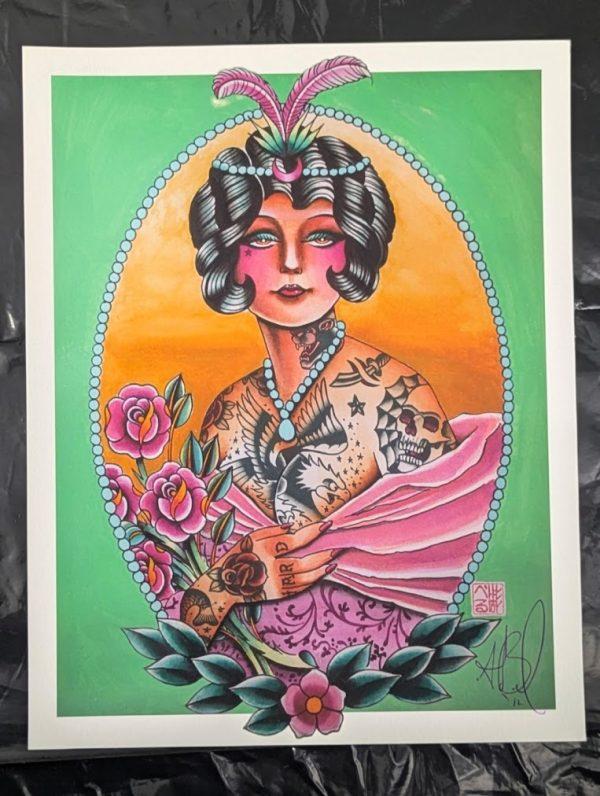 Aaron Bell Tattoo Flash 2012 Tattooed Lady Print