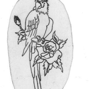 1970‘s Sunset Strip Tattoo Studio Acetate Stencil-Parrot & Rose
