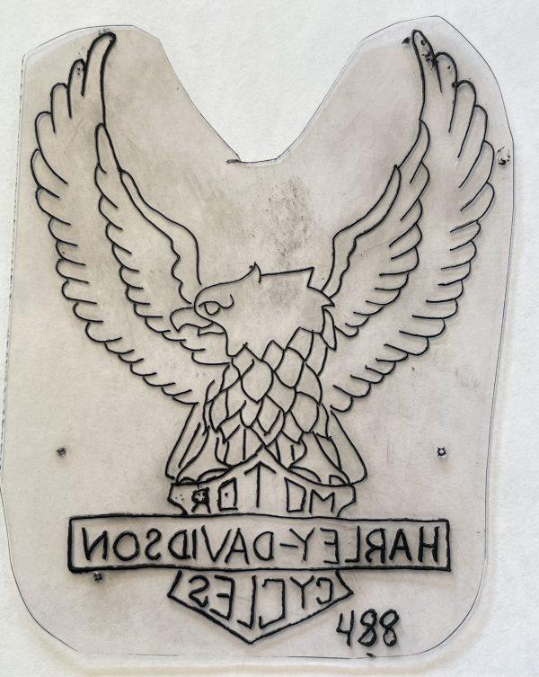 Vintage Acetate Tattoo Stencil- Harley Davidson Tattoo Design #488 - Image 3