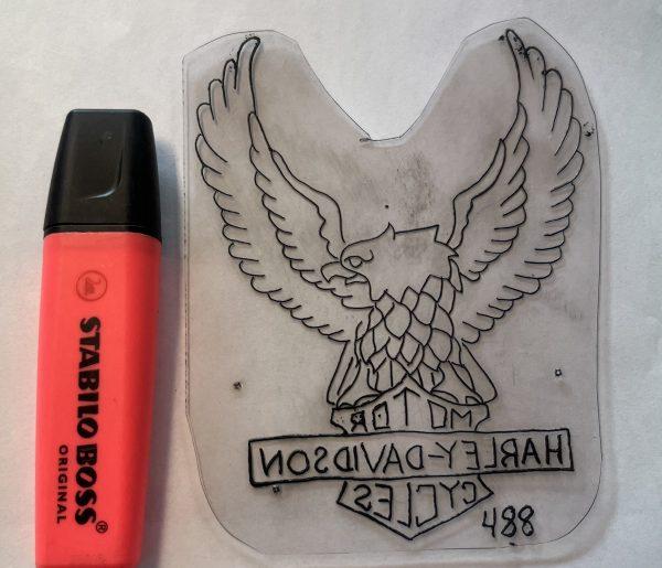 Vintage Acetate Tattoo Stencil- Harley Davidson Tattoo Design #488 - Image 4