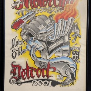Jack Rudy Print on cotton fabric - Detroit Tattoo Expo 2001 Excellent Condition Size: 51cm x 41cm